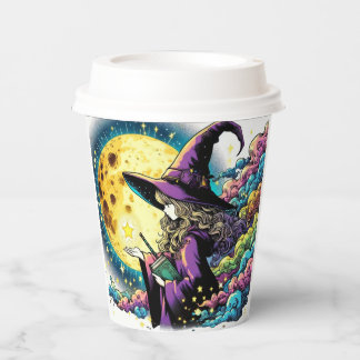 Purple witch offers star- paper coffee cup