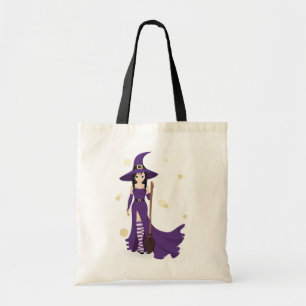 Purple Witch with Broom  Tote Bag