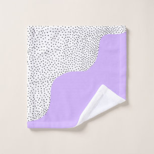 Purple with black dots on white background wash cloth