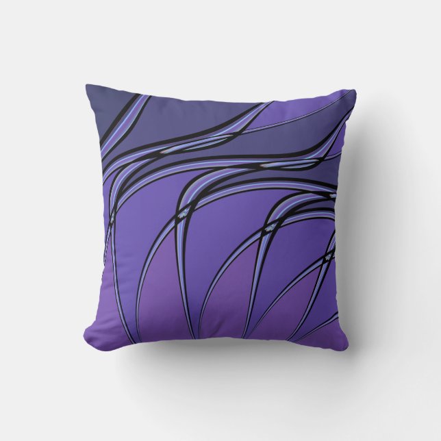 Purple with Black Lines Abstract Throw Pillow (Front)
