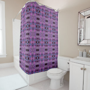 Purple With Blue and Black Pattern Shower Curtain