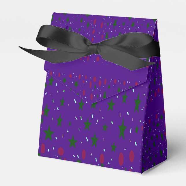 Purple with dark red green patterns pretty favour box (Front Side)