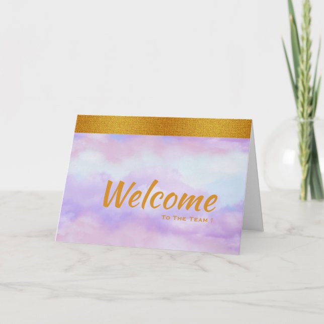 Purple with Gold Badge Band Thank You Card (Front)