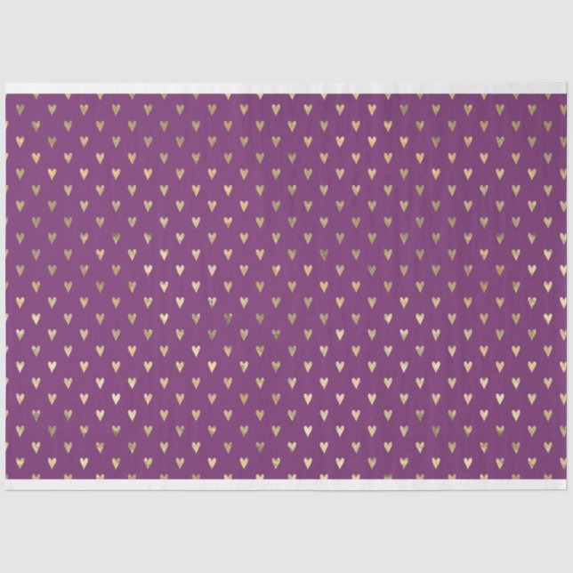 PURPLE WITH GOLD HEART PATTERNS TISSUE PAPER (Front)