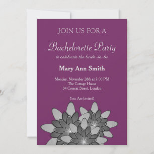 Purple with Grey Floral Lotus Invitation