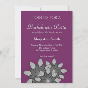Purple with Grey Floral Lotus Invitation