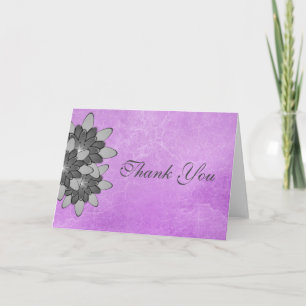 Purple with Grey Floral Lotus Thank You