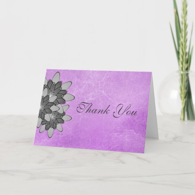 Purple with Grey Floral Lotus Thank You (Front)