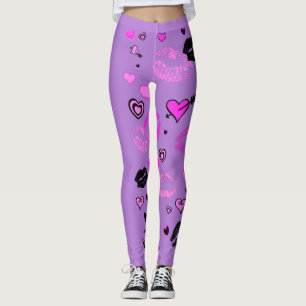 Purple with Hearts and Lips Leggings