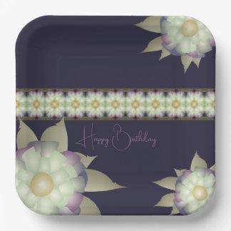 Purple With Mauve And Teal Paper Plate