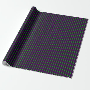 Purple with Neon Green & Black Stripes Wrapping Paper