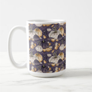 PURPLE WITH ORANGE CREAM & PURPLE PUMPKINS COFFEE MUG
