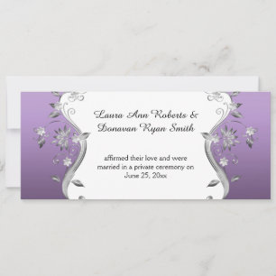 Purple with Ornate Silver Flowers Swirls Reception Invitation