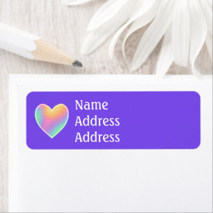 Purple with Rainbow Heart Return Address Labels
