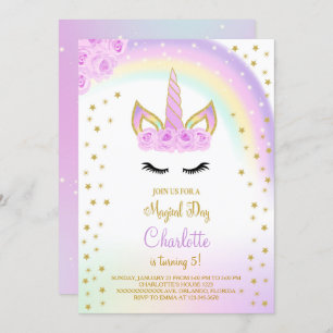 Purple With Rainbow Unicorn Invite