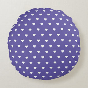 PURPLE WITH WHITE HEARTS AND PURPLE PLAID PATTERN ROUND CUSHION