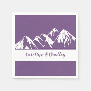 Purple with White Mountain Range Background   Napkin