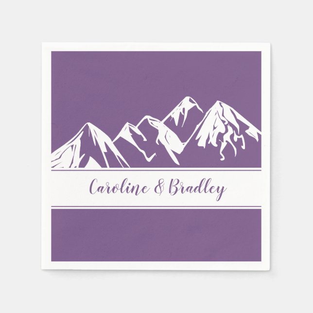 Purple with White Mountain Range Background | Napkin (Front)