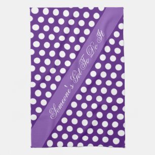 Purple With White Polka-dots Tea Towel