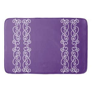 Purple with white scrolls bath mat