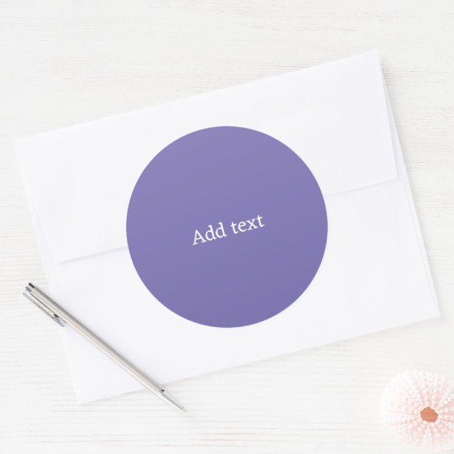 Purple with White Text Template Classic Round Sticker (Envelope)