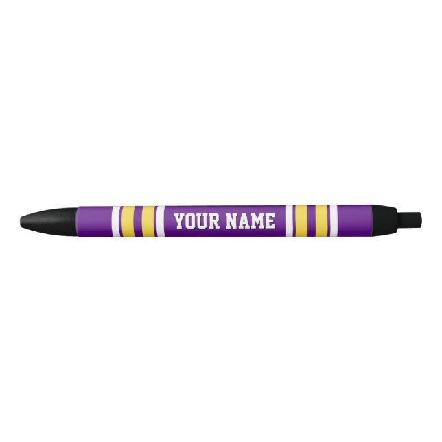 Purple with Yellow White Stripes Team Jersey Black Ink Pen (Front)
