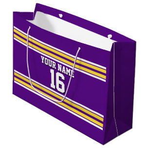 Purple with Yellow White Stripes Team Jersey Large Gift Bag