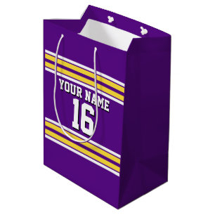 Purple with Yellow White Stripes Team Jersey Medium Gift Bag