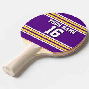 Purple with Yellow White Stripes Team Jersey Ping Pong Paddle