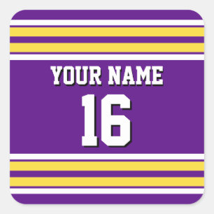 Purple with Yellow White Stripes Team Jersey Square Sticker