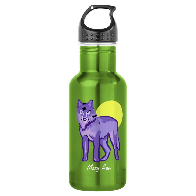 Purple Wolf Full Moon 532 Ml Water Bottle (Front)