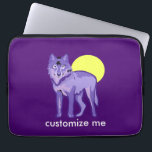 Purple Wolf Full Moon Laptop Sleeve<br><div class="desc">A beautiful,  majestic,  purple wolf standing in front of a yellow full moon along with your own personalised text. This custom wild animal gift is the perfect present for a lover of wolves. Customise these for your wolf pack friends.</div>