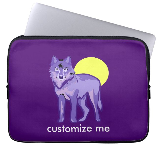 Purple Wolf Full Moon Laptop Sleeve (Front)