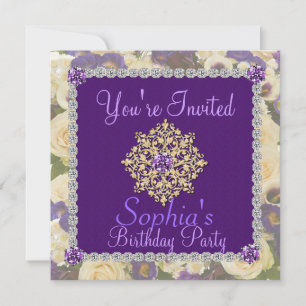 Purple Women's 60th Birthday Invitation Bling