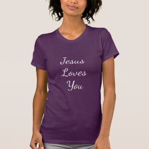 Purple Womens Jesus Loves You T-Shirt