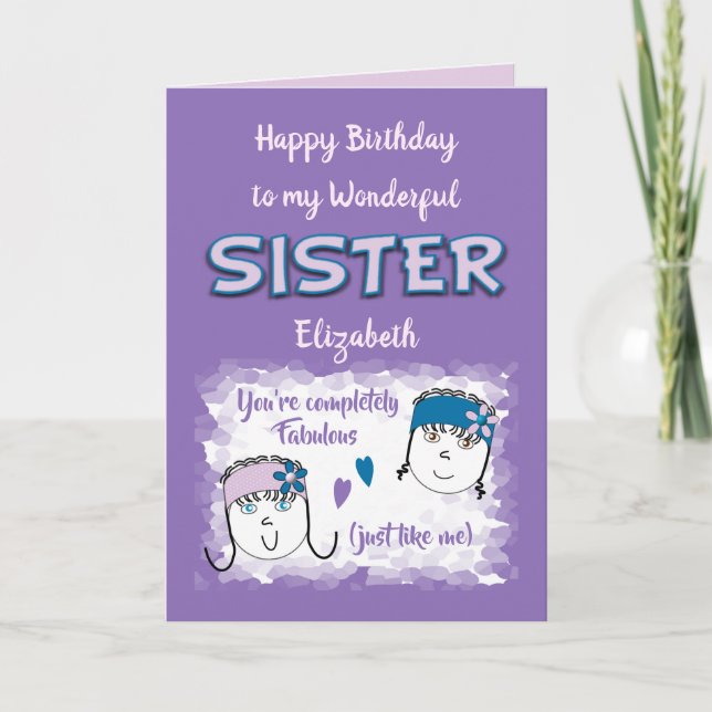 Purple Wonderful Sister with name Card (Front)