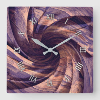 Purple wood design wall clock