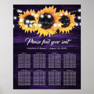 Purple Wood Sunflower Wedding Seating Chart 8