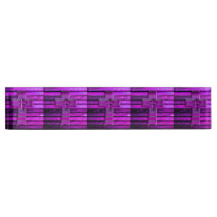 Purple Wooden Cross Nameplate
