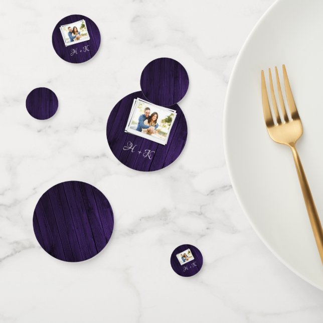 Purple Wooden Photo Bridal Shower Confetti (Group)