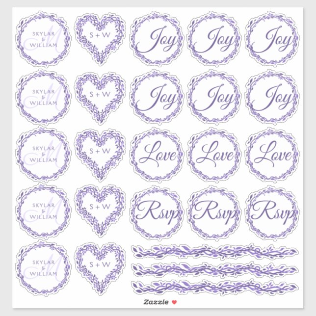 Purple Woodsy Wedding Assortment 1 Die Cut Vinyl (Sheet)