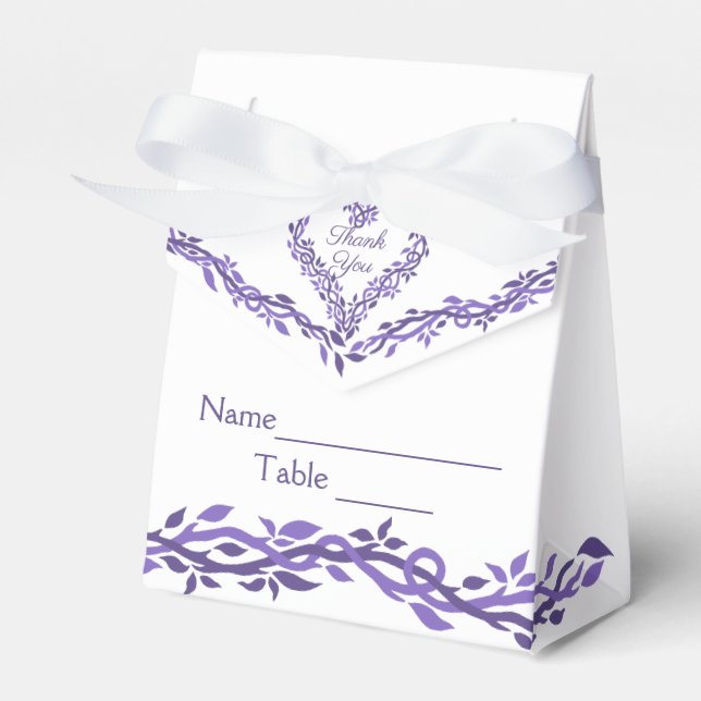 Purple Woodsy Wedding Creative Escort Place Card Favour Box (Front Side)