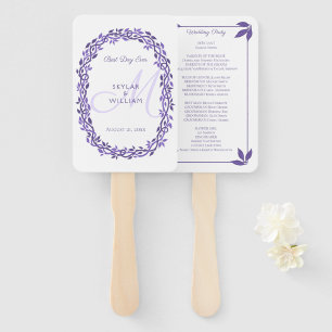 Purple Woodsy Wedding Monogram Best Day Ever Hand Fan