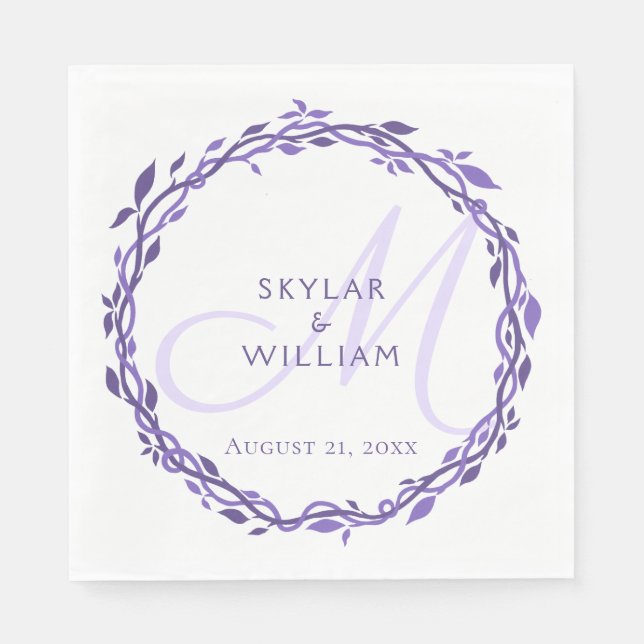 Purple Woodsy Wedding Ultra Violet Chic Wreath Napkin (Front)