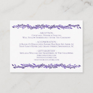 Purple Woodsy Wedding Ultra Violet Details Enclosure Card
