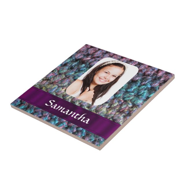 Purple wool photo template tile (Side)