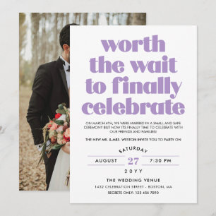 Purple Worth the Wait Sequel Wedding Celebration Invitation