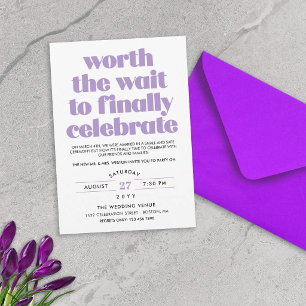 Purple Worth the Wait Sequel Wedding Celebration Invitation