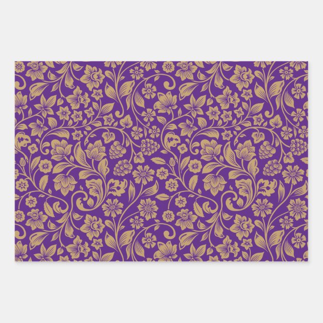 Purple Wrapping Paper with golden pattern (Front)