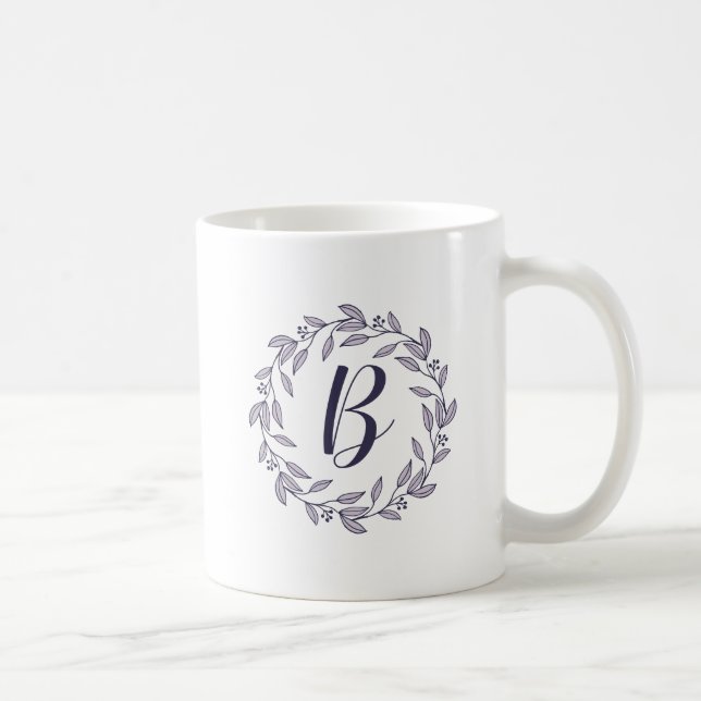 Purple Wreath Monogram / Logo Coffee Mug (Right)